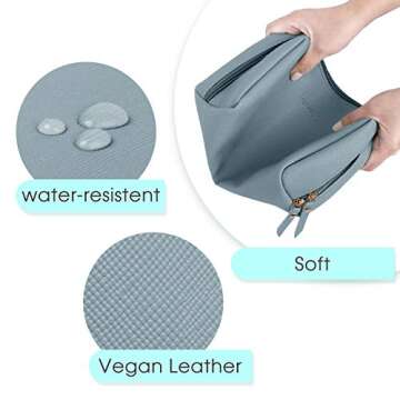 PU Leather Makeup Bag Organizer for Women - Greyish Blue
