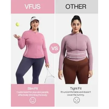 VFUS Women Athletic Track Scrub Jacket Slim Fit Lightweight Top