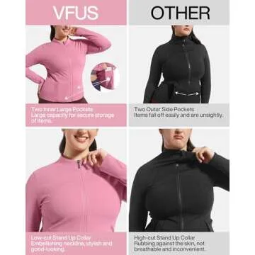 VFUS Women Athletic Track Scrub Jacket Slim Fit Lightweight Top
