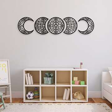 Bnesi 5Pcs Moon decoration wall decoration,12 Inch Moon Phase Spiritual Bedroom Wall Hanging Decor,b...