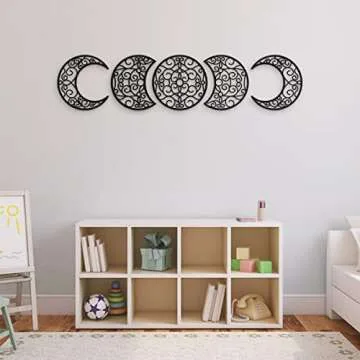 Bnesi 5Pcs Moon decoration wall decoration,12 Inch Moon Phase Spiritual Bedroom Wall Hanging Decor,b...