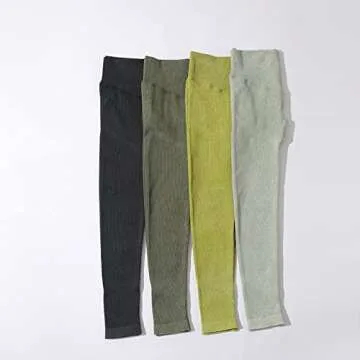 ABOCIW Workout Sets for Women Long Sleeev 2 Piece Yoga Outfits Seamless Ribbed Sweetheart Neck Crop Top and Tummy Control Butt Litffing High Wasit Legging Sets #1 Ligh Green Small