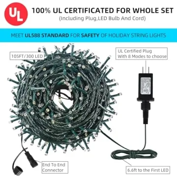 105FT 300LEDs String Lights with Memory Function