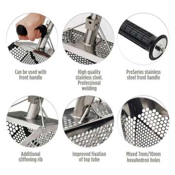 CooB Upgraded Sand Scoop Metal Detector Hex-710. Beach Sand Scoop Metal Detecting Hunting Tool. Stai...