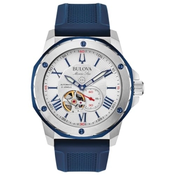 Bulova Men's Marine Star Automatic Watch - Stainless Steel Blue Silicone Strap