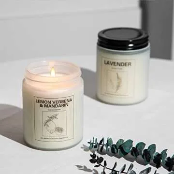 Lavender and Lemon Verbena Candle Gifts for Women 7 oz Soy Candles Set for Home Scented, Long Lasting Aromatherapy Candles, 2 Pcs