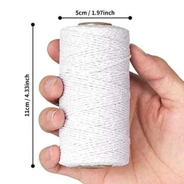 White Cotton Butchers Twine String - Ohtomber 328 Feet 2MM for Crafts, Bakers Twine, Kitchen Cooking Butcher Meat and Roasting, Gift Wrapping