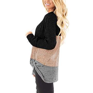 SAMPEEL Long Sleeve T Shirt Women Tunics Fall Leisure Sweaters Tops Black L