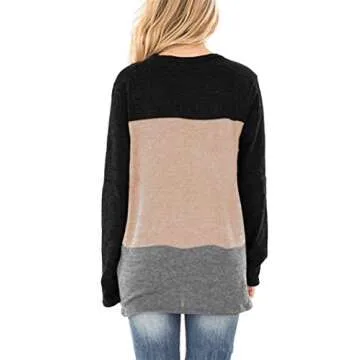 SAMPEEL Long Sleeve T Shirt Women Tunics Fall Leisure Sweaters Tops Black L