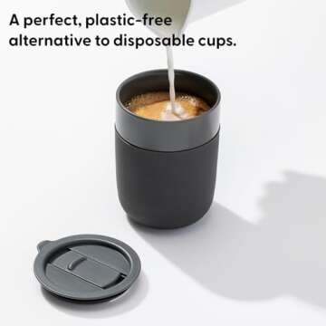 W&P Porter Travel Coffee Mug with Protective Silicone Sleeve | 12 Ounce Blush | Reusable Cup for Coffee or Tea | Portable Ceramic Mug with BPA-Free Press-Fit Lid | Dishwasher Safe | On-the-Go
