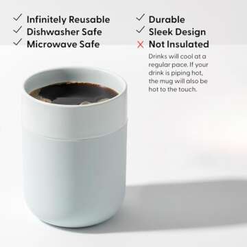 W&P Porter Travel Coffee Mug with Protective Silicone Sleeve | 12 Ounce Blush | Reusable Cup for Coffee or Tea | Portable Ceramic Mug with BPA-Free Press-Fit Lid | Dishwasher Safe | On-the-Go