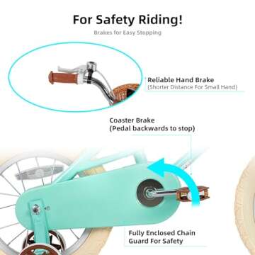 JOYSTAR 14 inch Kids Bike for Toddlers 3-5 Years (39"-47") Girls, Girls Bike with Training Wheels & Basket, Kids' Bicycle Green