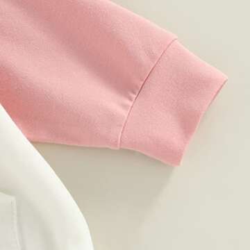 Kaipiclos Infant Baby Boy Girl Sweatshirt Bubble Romper Color Block Long Sleeve Hoodie Pullover Sweater Fall Winter Clothes (Color Block Pink White, 18-24 Months)