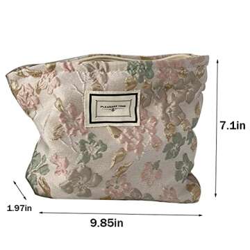 Aesthetic Floral Makeup Bag Coquette Cosmetic Bag Lace Cute Make up Bag Travel Quilted Cosmetic Pouch for Women