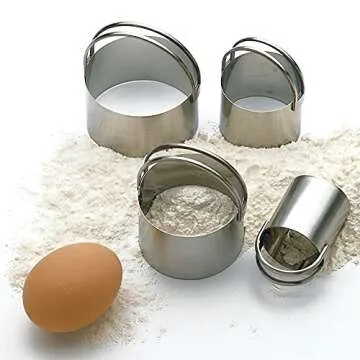 RSVP International Endurance Round Biscuit Cutters - Stainless Steel, Set of 4 | Nest for Easy Storage | For Cutting Thick or Thin Dough | Professional | High Handle Arch