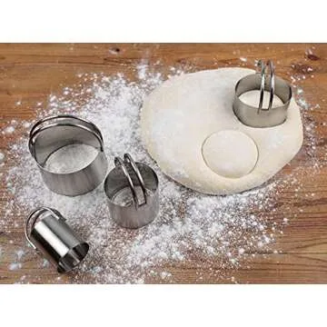 RSVP International Endurance Round Biscuit Cutters - Stainless Steel, Set of 4 | Nest for Easy Storage | For Cutting Thick or Thin Dough | Professional | High Handle Arch