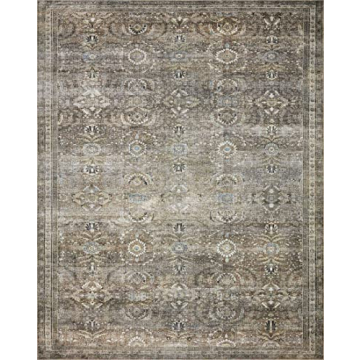 Loloi Layla Collection, LAY-13, Antique/Moss, 7'-6" x 9'-6", .13" Thick, Area Rug, Soft, Durable, Vintage Inspired, Distressed, Low Pile, Non-Shedding, Easy Clean, Printed, Living Room Rug