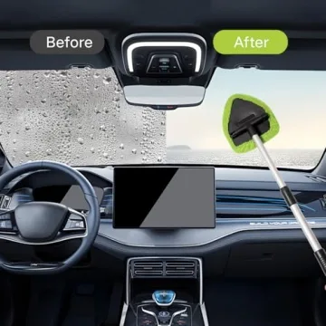 Qydipclin 10pcs Windshield Cleaner Tool, Car Window Cleaning Wash Kit with 4 Reusable Microfiber Pads 1 Spray Bottle and Extendable Handle Auto Glass Wiper Kit, Green