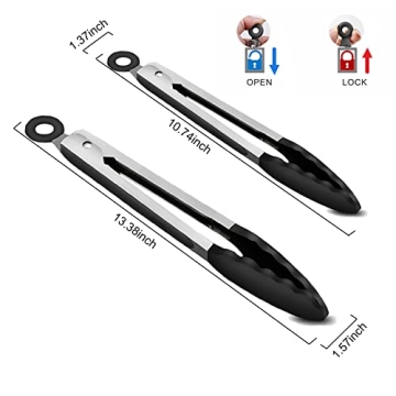 Premium Kitchen Tongs Set - Non-Stick Silicone, 2-Pack