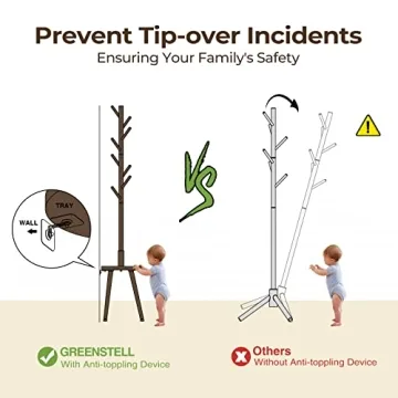 Stylish GREENSTELL Wooden Coat Rack with Shelf