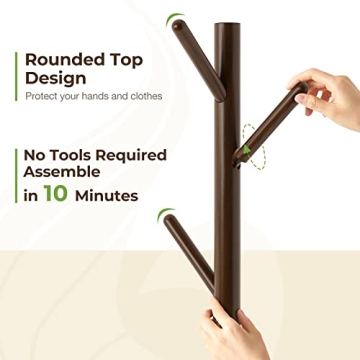 Stylish GREENSTELL Wooden Coat Rack with Shelf