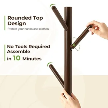 Stylish GREENSTELL Wooden Coat Rack with Shelf