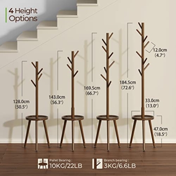 Stylish GREENSTELL Wooden Coat Rack with Shelf