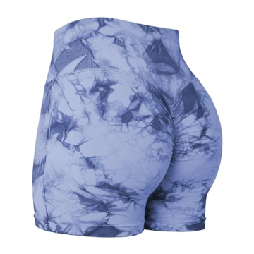 QOQ Women's Tie Dye Workout Biker Shorts - High Waisted & Tummy Control