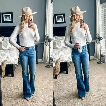OUGES Women's Cozy White Mock Neck Long Sleeve Sweater for Fall 2023