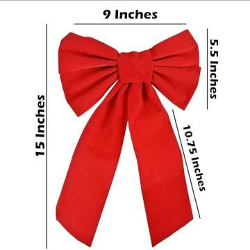 Good Old Values Red Velvet Christmas Bow 9-inch X 16-inch 4 Pack of Holiday Bows