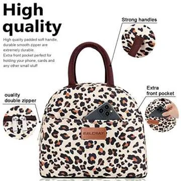 BALORAY Lunch Bag for Women Men Insulated Lunch Box for Adult Reusable Lunch Tote Bag for Work, Picnic or Travel (Beige with leopard)