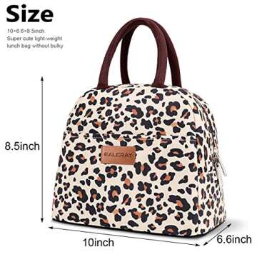 BALORAY Lunch Bag for Women Men Insulated Lunch Box for Adult Reusable Lunch Tote Bag for Work, Picnic or Travel (Beige with leopard)