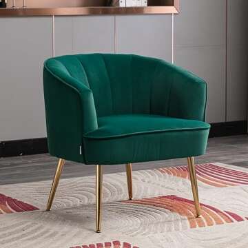 MOONMISS Comfy Accent Chair - Modern Leisure Hollow Arm Chair, Comfortable Velvet Reading Chair, Upholstered Single Sofa for Bedroom Living Room Dorm Offices, Navy