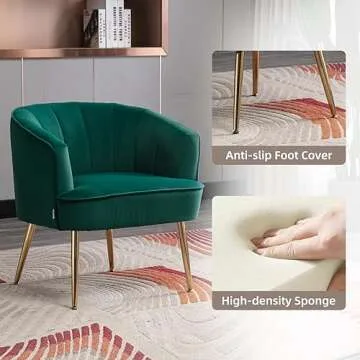 MOONMISS Comfy Accent Chair - Modern Leisure Hollow Arm Chair, Comfortable Velvet Reading Chair, Upholstered Single Sofa for Bedroom Living Room Dorm Offices, Navy