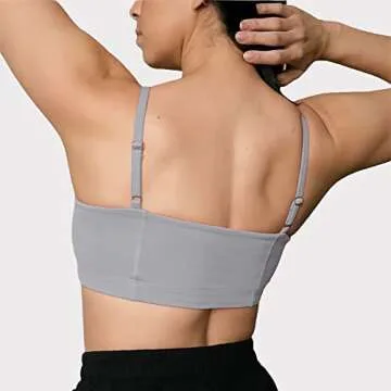 Aoxjox Women's Workout Bandeau Sports Bras Training Fitness Running Yoga Crop Tank Top (Grey, Medium)