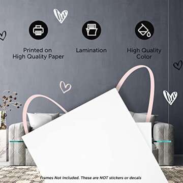 Designs by Maria Inc. Set of 2 Fashionista Prints (Unframed) Lips & Lashes Wall Art Makeup Bathroom Decor (8x10) (Option 1)