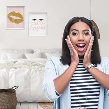 Designs by Maria Inc. Set of 2 Fashionista Prints (Unframed) Lips & Lashes Wall Art Makeup Bathroom Decor (8x10) (Option 1)