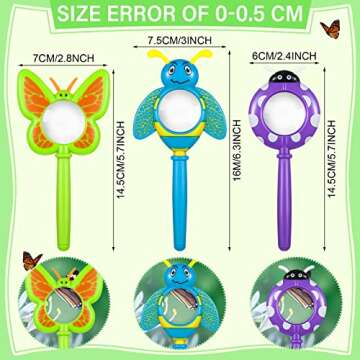 Oudain 3 Piece Flower Magnifying Glasses for Kids Pretty Petals Design with Insect and Butterfly The...