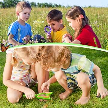 Oudain 3 Piece Flower Magnifying Glasses for Kids Pretty Petals Design with Insect and Butterfly Theme, Handheld Magnifier for Boys and Girls, Gift for School, Outdoor Exploration