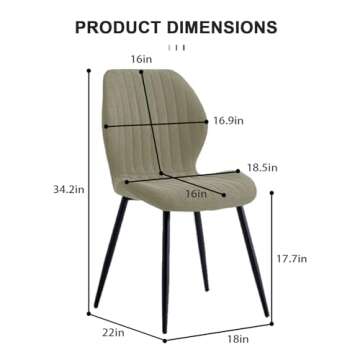 ULIKEUS Dining Chairs Set of 2 Upholstered Modern Kitchen Chair Comfy Linen 34.2" Armless Accent Sid...