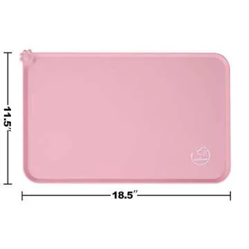 Juqiboom Silicone Waterproof Dog Cat Pet Feeding Mats, Non Slip, Easy Clean Pet Dog Cat Bowl Mats Placemat (18.5" x 11.5") Pink