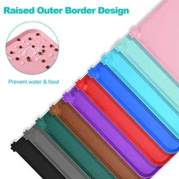 Juqiboom Silicone Waterproof Dog Cat Pet Feeding Mats, Non Slip, Easy Clean Pet Dog Cat Bowl Mats Placemat (18.5" x 11.5") Pink