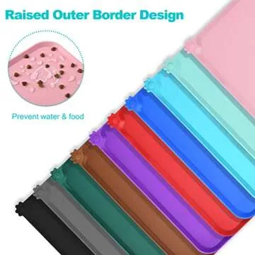 Juqiboom Silicone Waterproof Dog Cat Pet Feeding Mats, Non Slip, Easy Clean Pet Dog Cat Bowl Mats Placemat (18.5" x 11.5") Pink