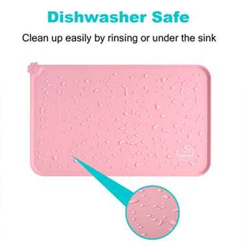 Juqiboom Silicone Waterproof Dog Cat Pet Feeding Mats, Non Slip, Easy Clean Pet Dog Cat Bowl Mats Placemat (18.5" x 11.5") Pink