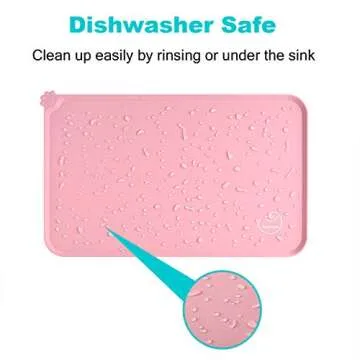 Juqiboom Silicone Waterproof Dog Cat Pet Feeding Mats, Non Slip, Easy Clean Pet Dog Cat Bowl Mats Placemat (18.5" x 11.5") Pink