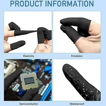 230 Pcs Latex Finger Cots Disposable Fingertips Protective Finger Cots for Electronic Repair, Handmade, Industrial Apply, Black