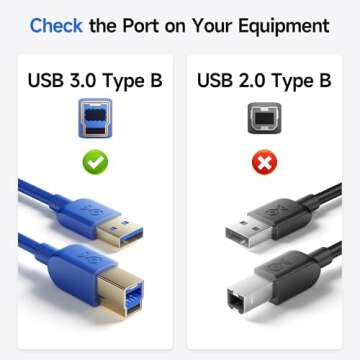 Cable Matters USB 3.0 Cable - 6ft, USB 3 Cable, USB 3.0 A to B Cable, Blue