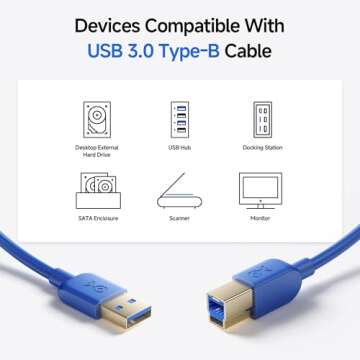 Cable Matters USB 3.0 Cable - 6ft, USB 3 Cable, USB 3.0 A to B Cable, Blue