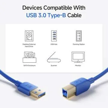 Cable Matters USB 3.0 Cable - 6ft, USB 3 Cable, USB 3.0 A to B Cable, Blue
