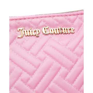 Juicy Couture Women's Cosmetics Bag - Travel Makeup and Toiletries Top Zip Wedge Pouch, Size One Siz...